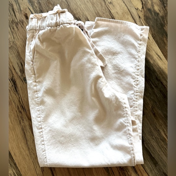 H&M Relaxed Pull On Pants Beige Girls Size 10 - Picture 2 of 5
